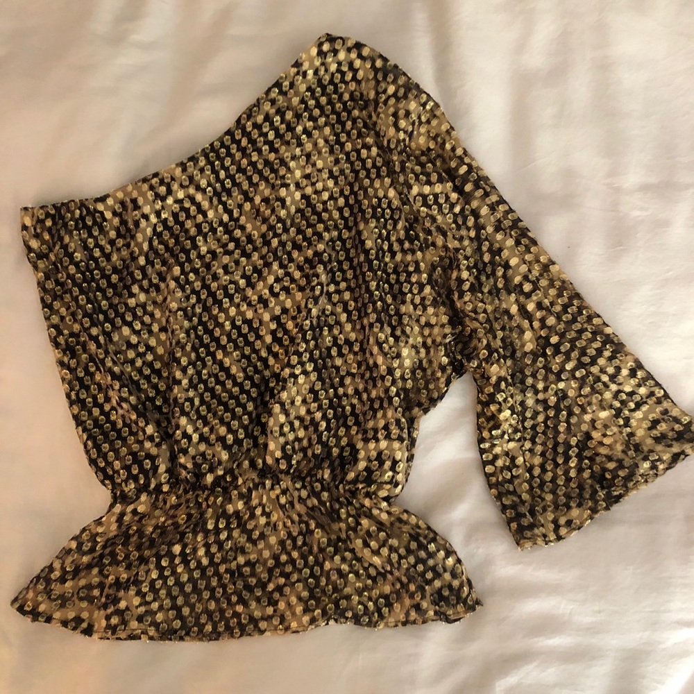 Like-new Karina Grimaldi Silk Black/Gold Blouse, S